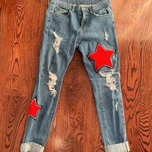 LF Carmar Denim Star Patch Distressed Skinny Jeans